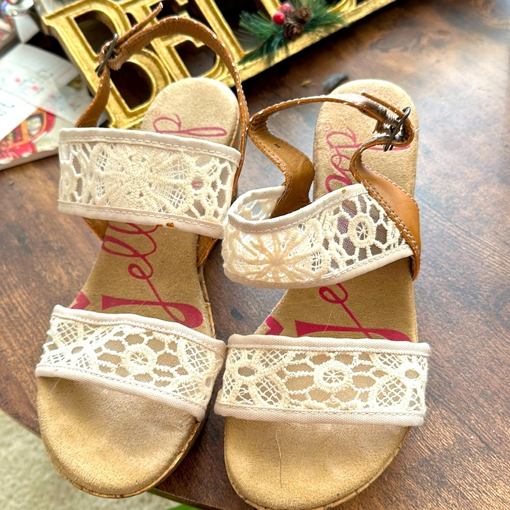 white sandal heels